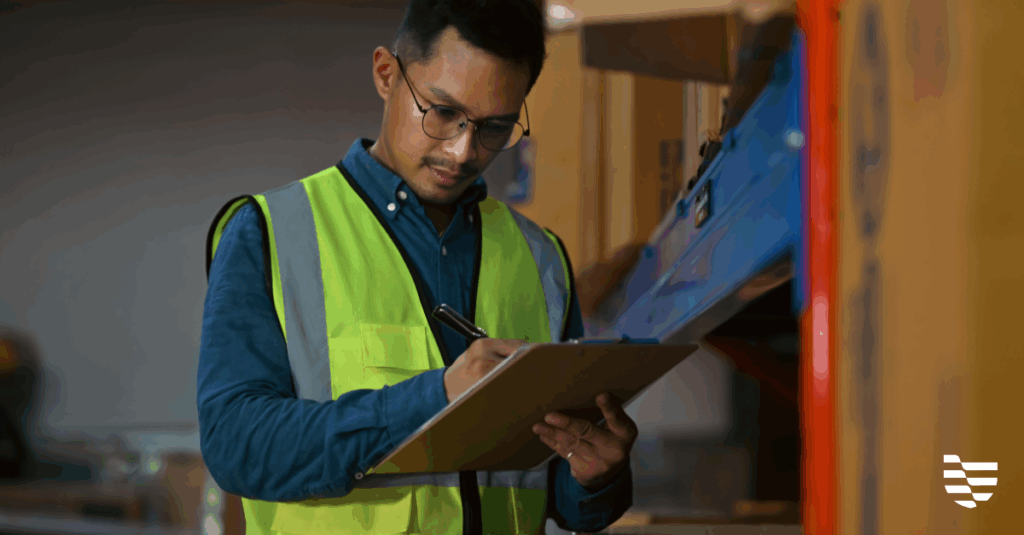 Technician selecting hydraulic quick coupler